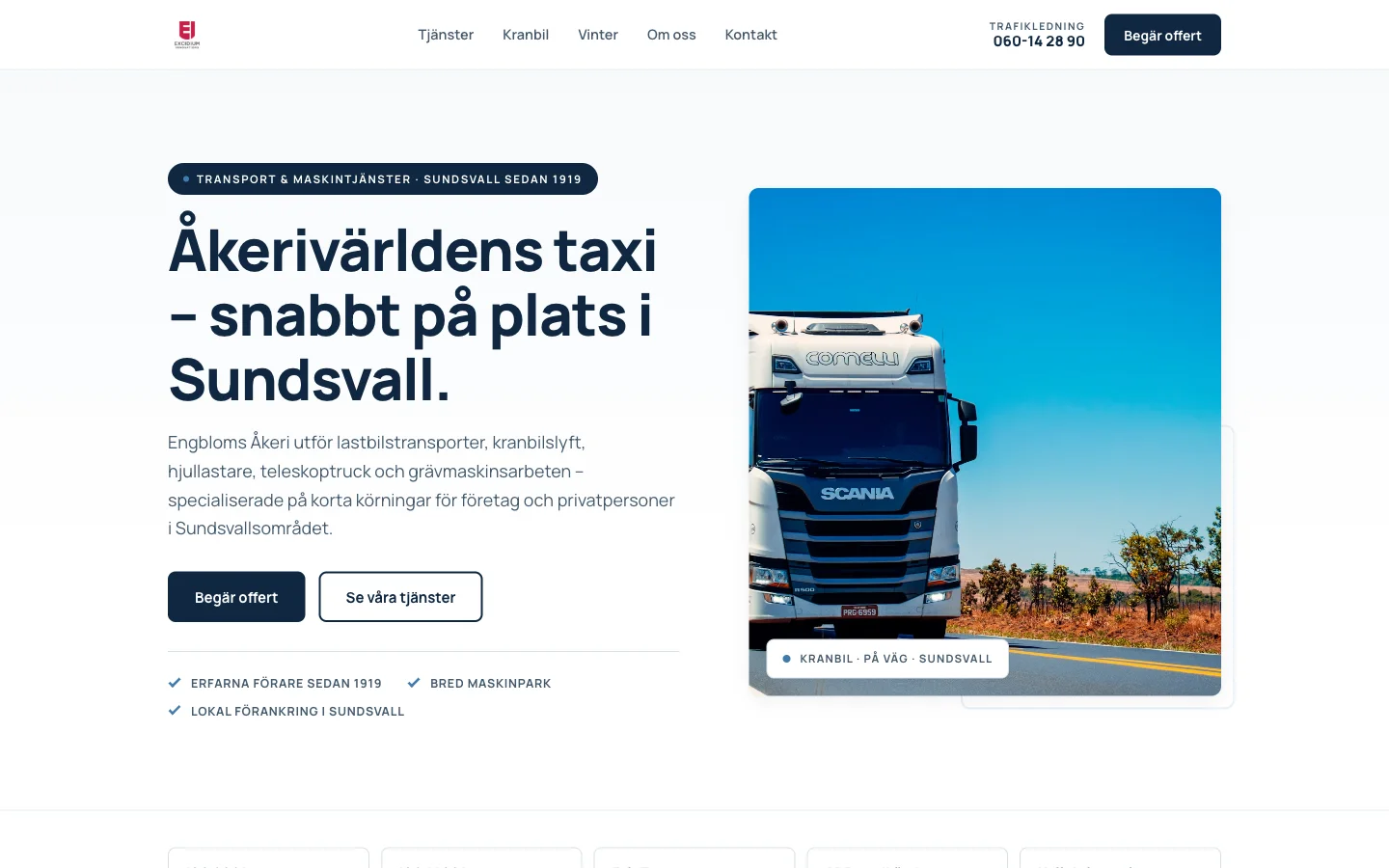 Riktig åkerisajt byggd med Globy