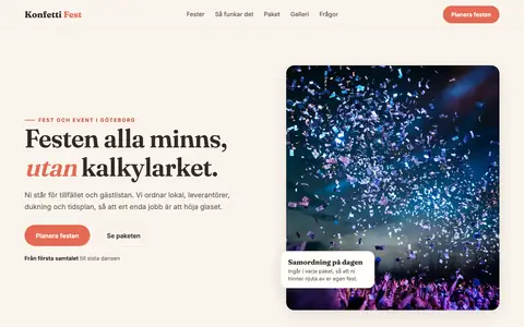 Exempel: hemsidan för Konfetti Fest