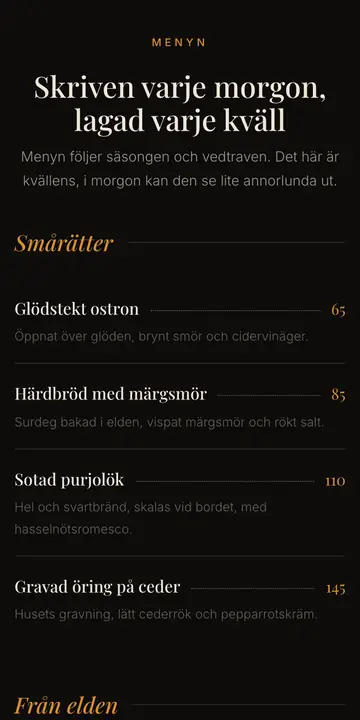 Exempel: Ved & Glöd i mobilen, längre ner på hemsidan